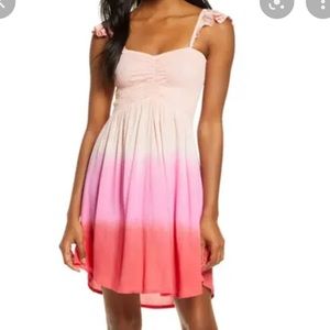 NWT TIARE HAWAII SMOCKED COVER UP GYPSY LIGHT PINK/ FUSCHIA